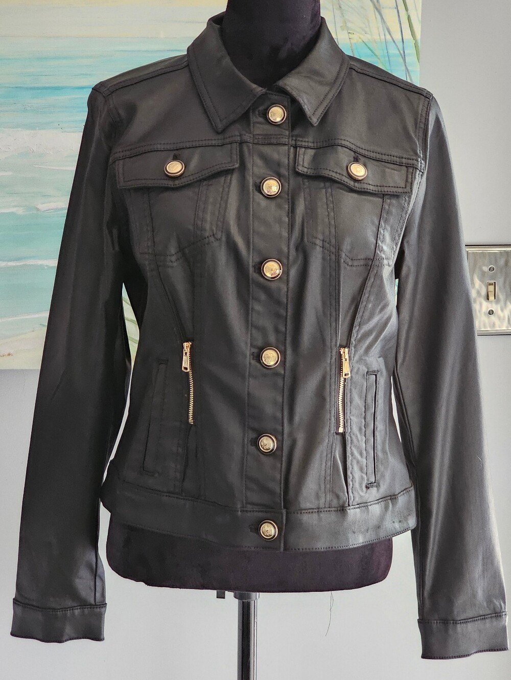 WHBM NWOT Coated Denim Jacket